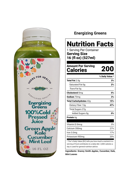 Energizing Greens Cold Press Juice - Herbs For Health
